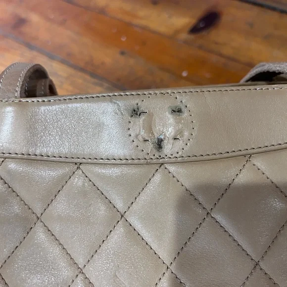 Chanel Beige Lambskin Leather Quilted Hand Bag(Damaged) - Picture 17 of 17